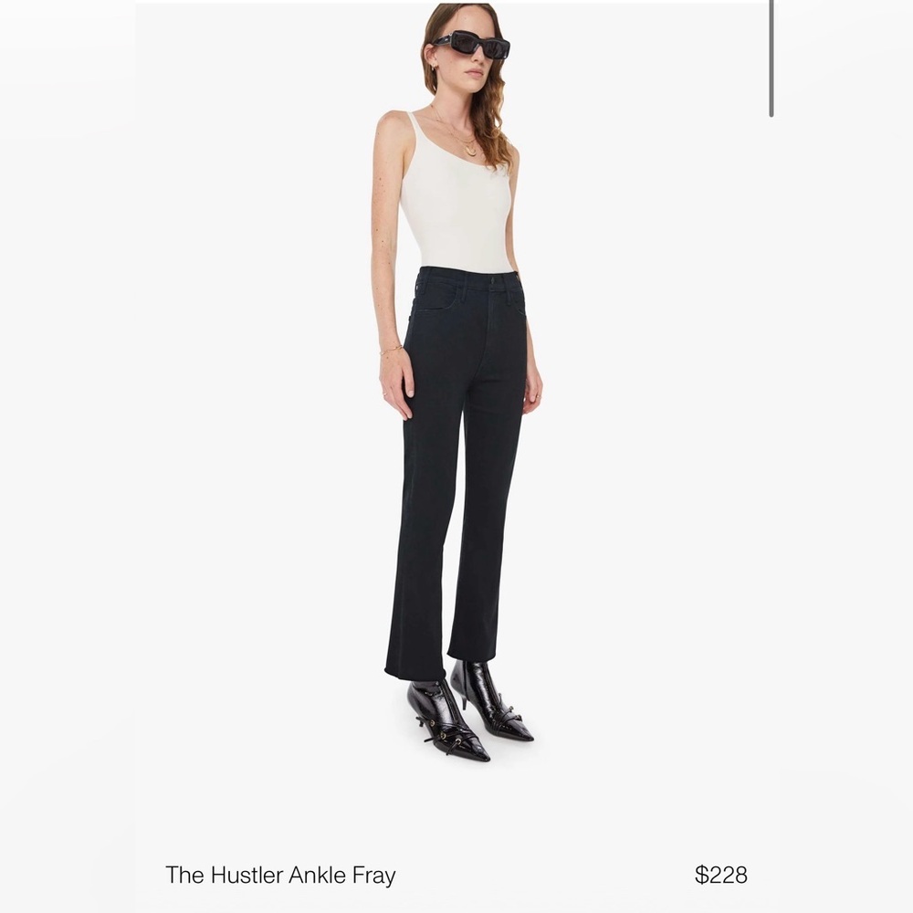 MOTHER The Hustler Ankle Fray Jeans – Not Guilty Black – Size 25